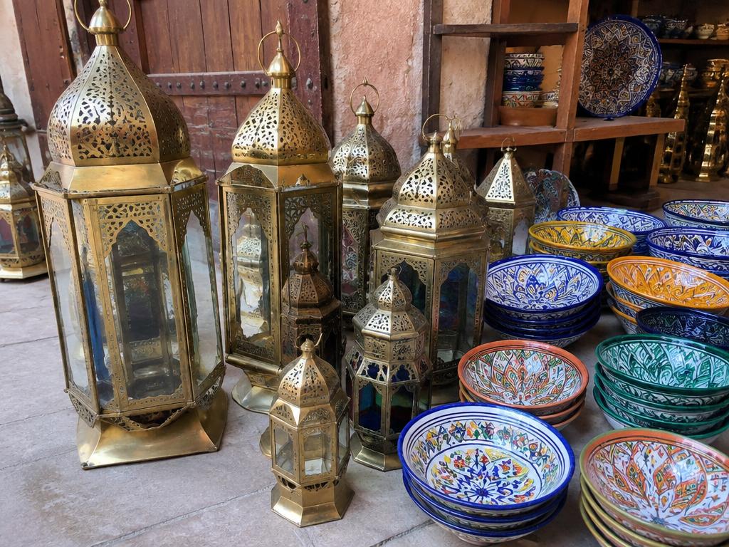 Lot de lanternes et céramiques artisanales