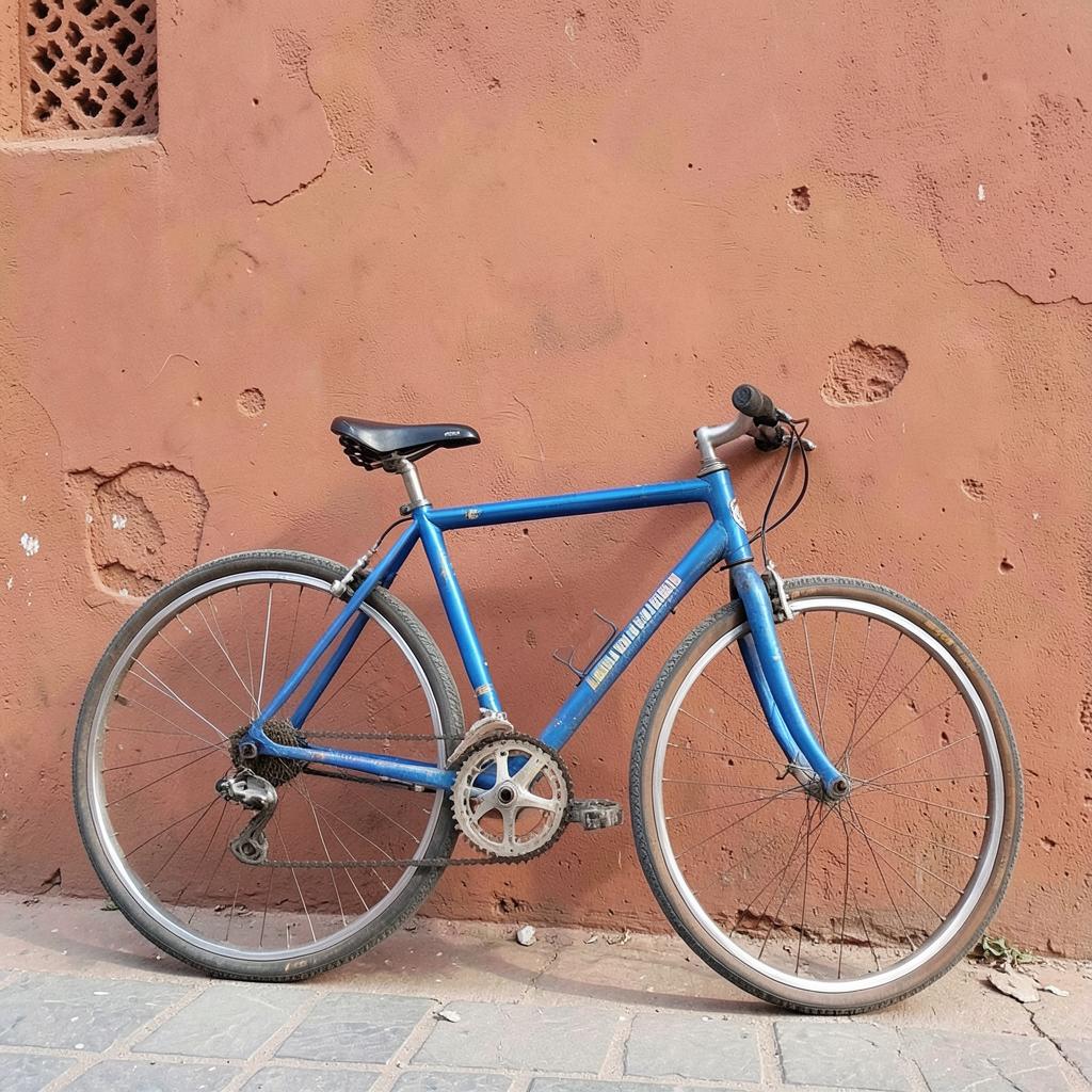 Vélo de ville bleu — parfait pour la médina