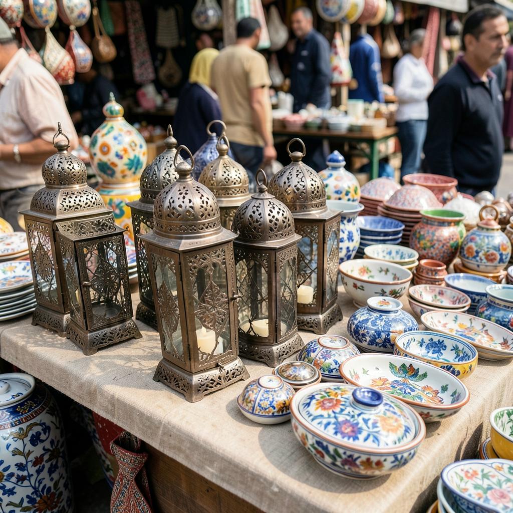 Lot de lanternes et céramiques artisanales